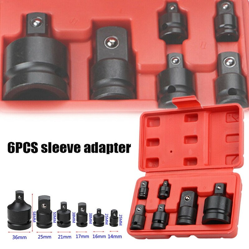 6 stuks slagdemper & hulsadapter dopsleutel 1/4 1/2 3/8 3/4 aandrijving lucht ratelsleutel aandrijfsleutelset