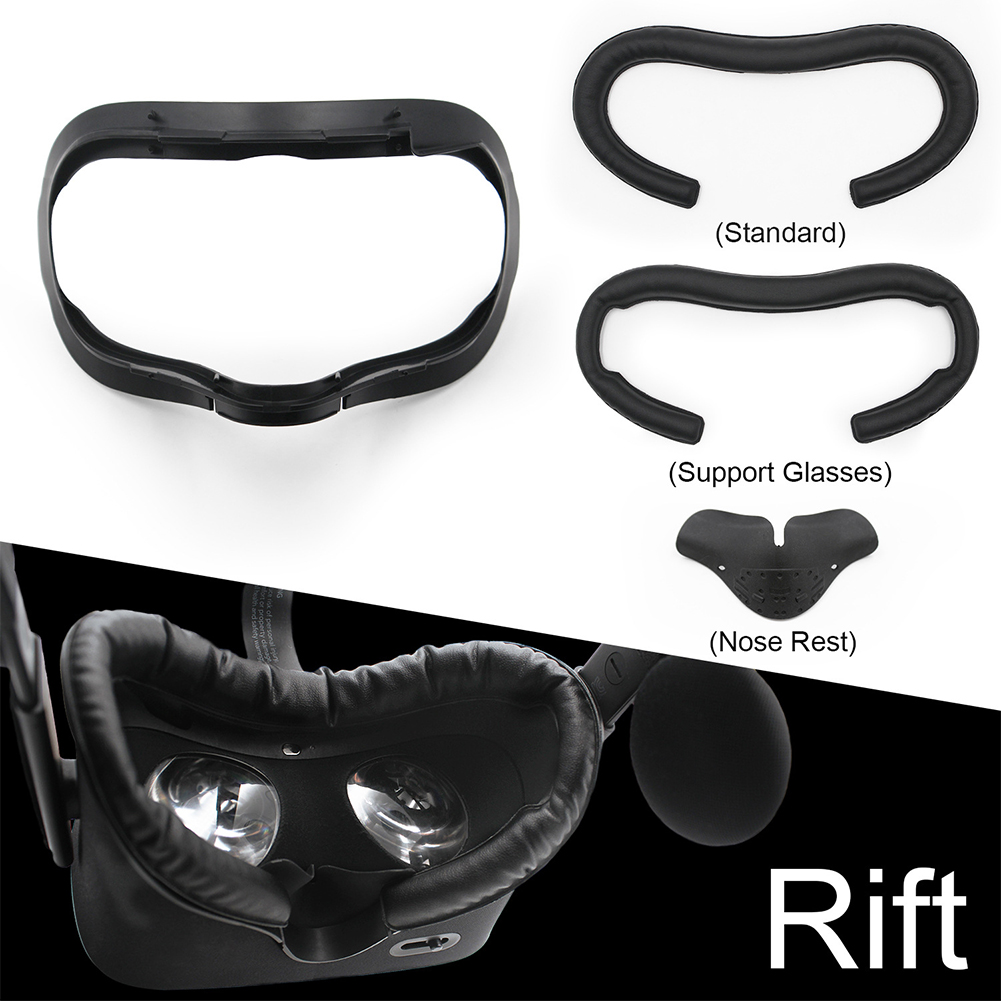 Gesichts Interface Set Eye Maske Pad Ersetzen Zubehör Schwarz Abdeckung PU Leder Schaum Nase Rest Komfort Für Oculus Rift VR headset