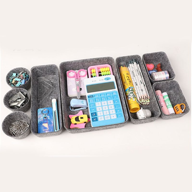 8 in 1 filt kontor skuffe arrangør bakker skuffer arrangører skraldespande skillevæg opbevaringsbakker organisator bin til makeup smykker