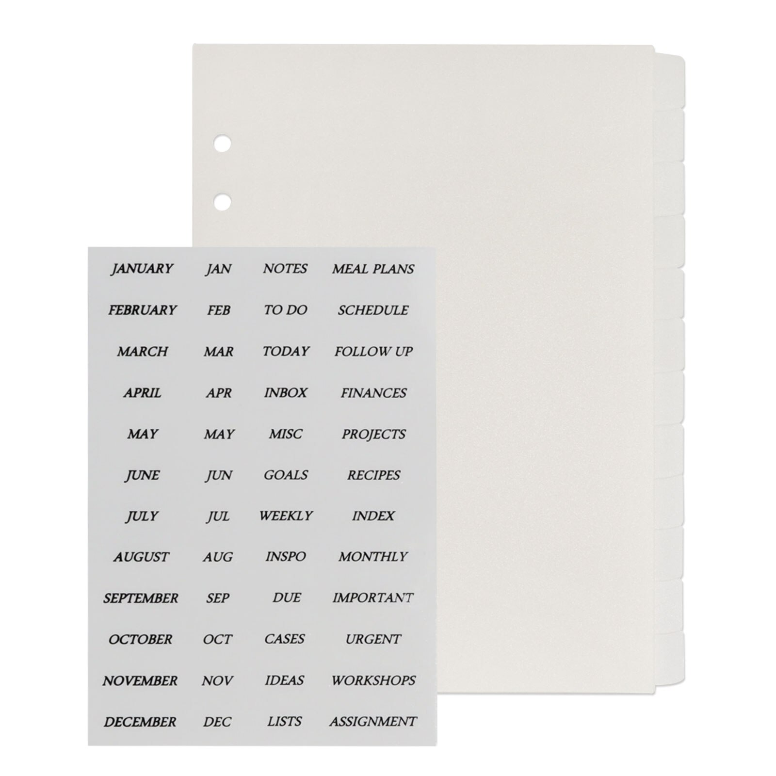 6 Hole A5 Dividers Tabs 12pcs Plain White A5 Plastic Tab Dividers Monthly Planner Clear Dividers