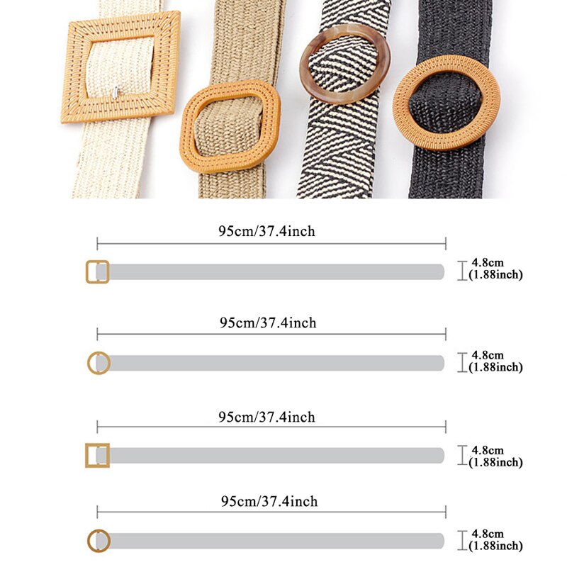 moda klasyczny Boho pleciony pas biodrowy lato jednolity, damski pasek okrągły kwadrat klamra dzianiny pas biodrowy dla kobiet gorąca sprzedaż