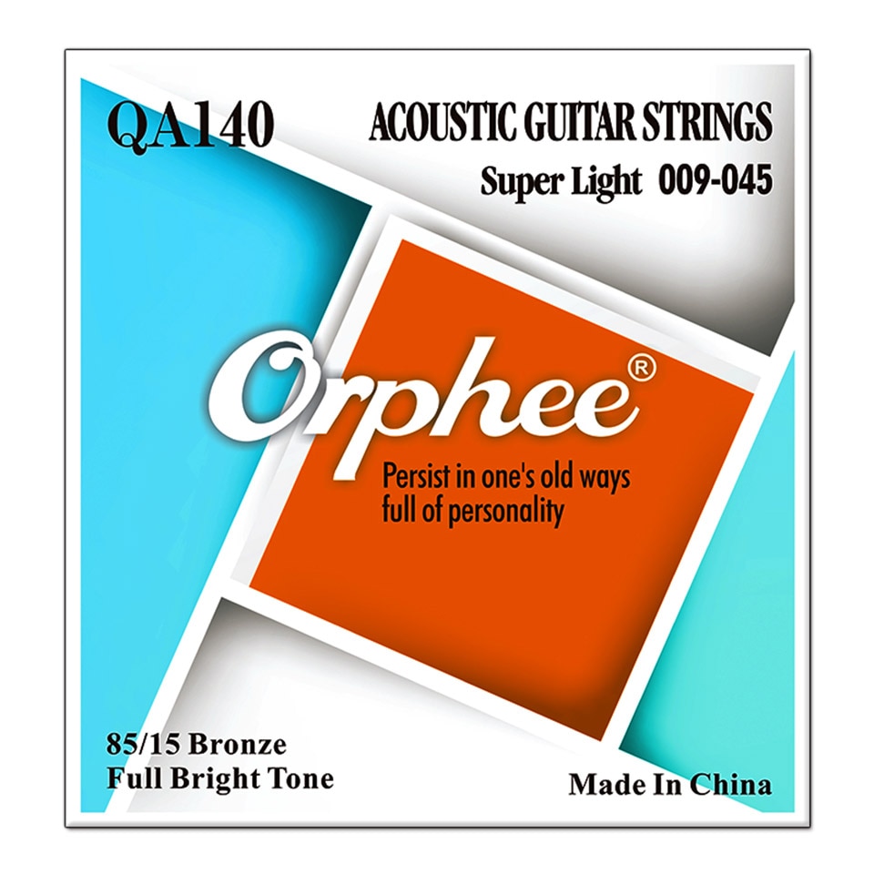 Orphee 6 stk/sett akustiske gitarstrenger qa serie 85/15 bronse full lyse tone akustiske gitarstrenger