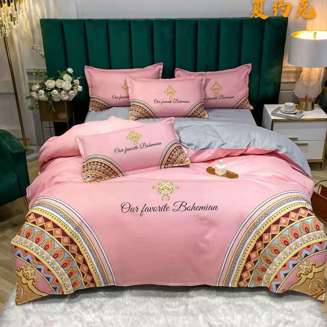 4 Stks/set Luxe Plaid Beddengoed Set Beddengoed Katoenen Dekbedovertrek Kussensloop Sprei Op Het Bed Paard Laken Set hoeslaken: J