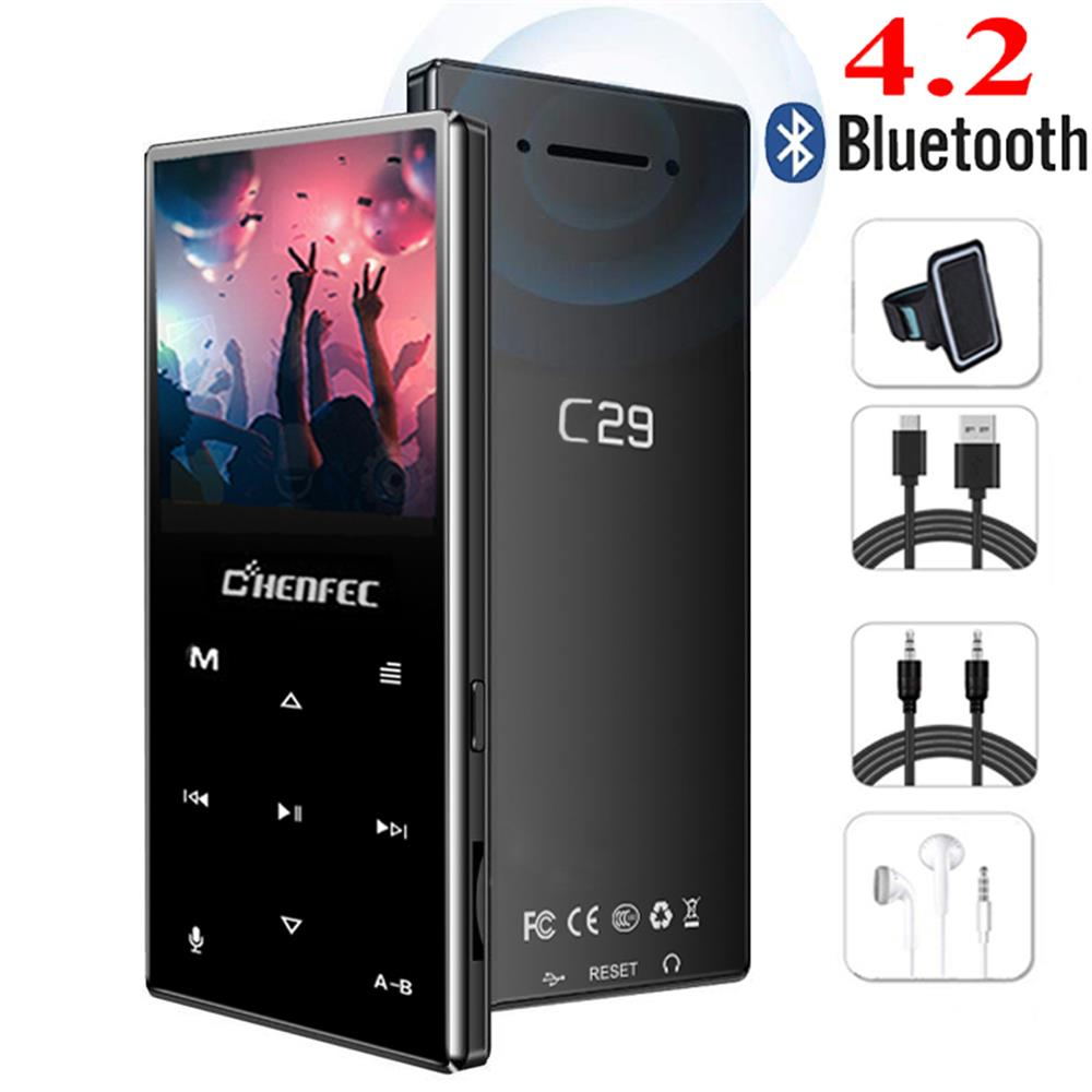 MP4 Speler Bluetooth 4.2 Touch Knop Ingebouwde Luidspreker 16 Gb Lossless Video Speler Met Fm Radio, ondersteuning Sd-kaart Tot 128 Gb: Black