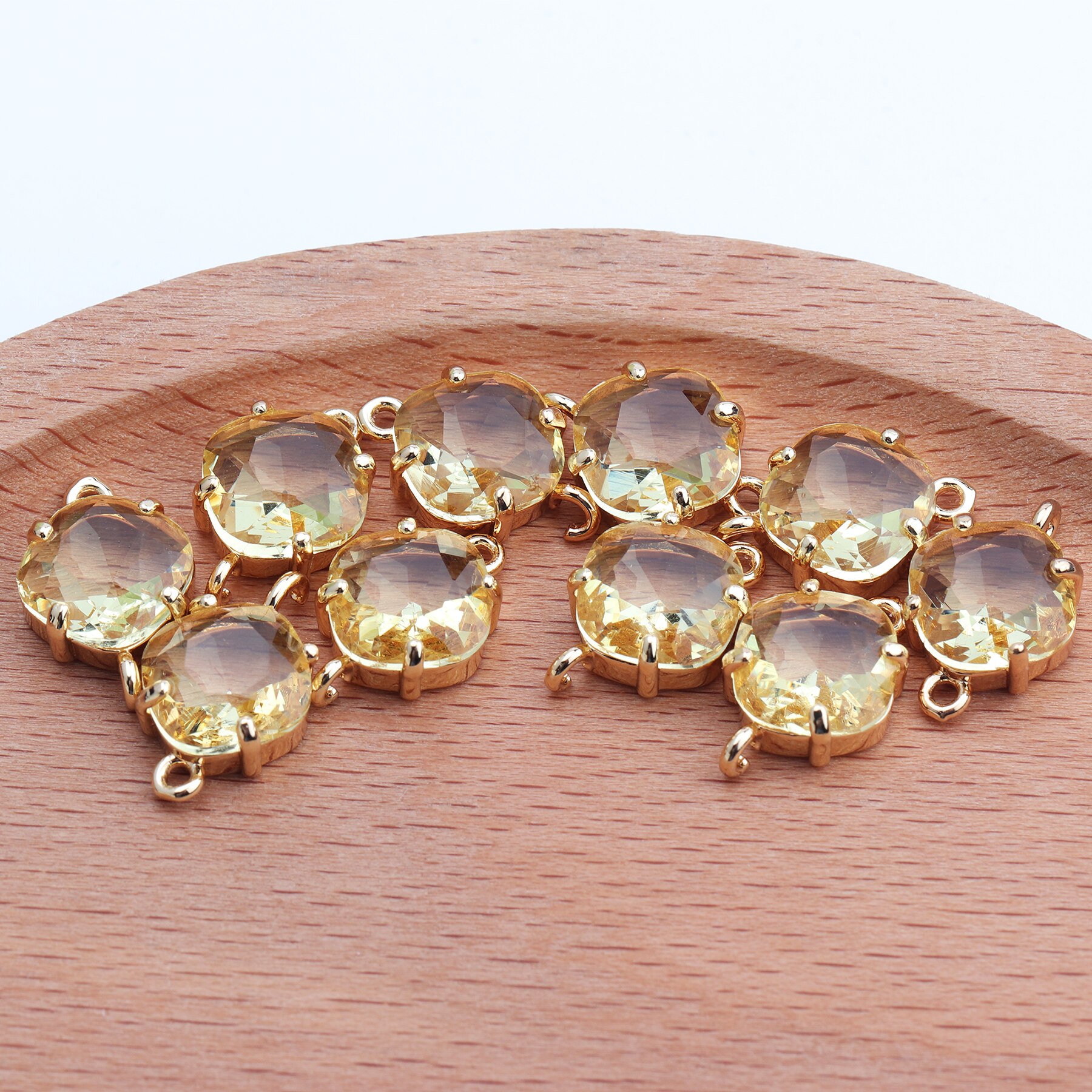 GUFEATHER-accessoires de bijouterie à faire soi-même, bracelet en métal et cuivre, pendentif en verre, breloques, fabrication de bijoux, boucle d'oreille, diy, 10 pièces/lot, M438