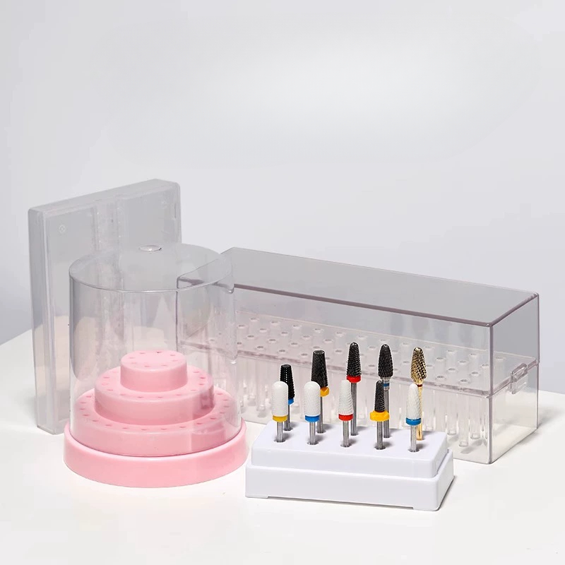 Transparent 48holes Nail Drill Bits Storage Box Empty Clear Box Nail Drill Display Stand Manicure Accessoy Tools