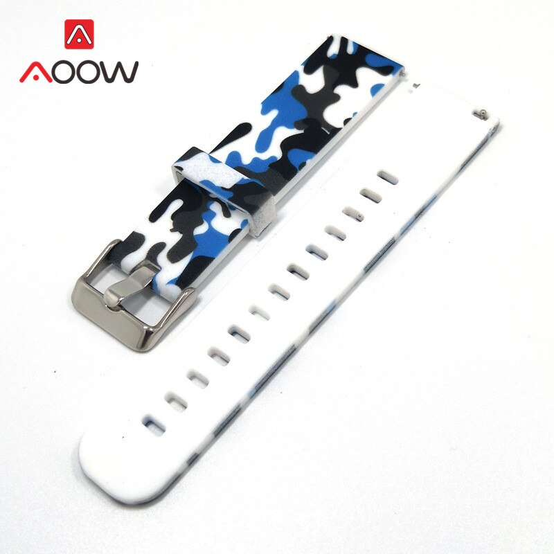 20mm 22mm Camo Printing Silicone Sport Strap for Samsung Galaxy Watch Active 42mm 46mm Gear S2 S3 Bracelet Band for Smart Watch: Blue white / 20mm