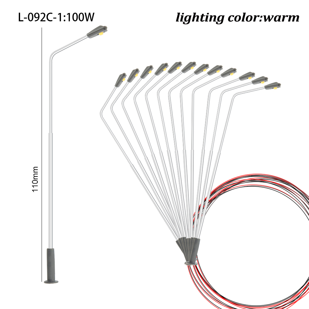 1:100-500 Scale Model LED 3V Street Lamp Lighting Single Head Train Layout Landscape: WHITE