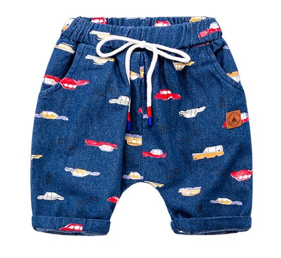 Överlägsen pojkar sommarshorts bomull haren fritids sport jeanstryck bil baby toddler jeans barnkläder: Blå / 6