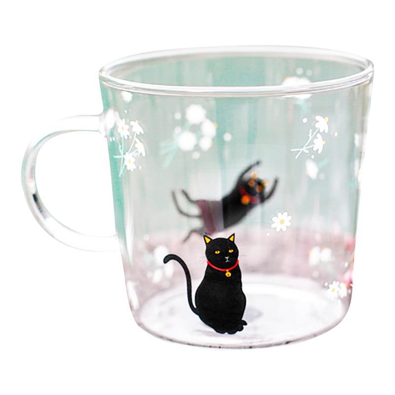 Söt tecknad kattdjur kanin innovativa ölglas värmebeständigt sakura glas te mugg kaffe kopp morgon mjölk juice glas: 5