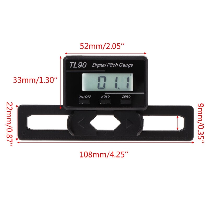 TL90 Digital Pitch Gauge LCD Backlight Display Blades Angle Measurement Tool Pitch Gauge