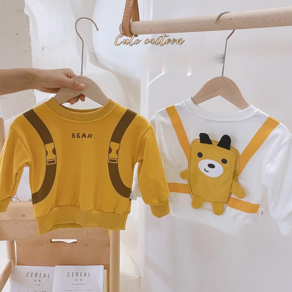 Lente Herfst Baby Jongens Mode Stijl Schattige Beer Afdrukken Lange Mouwen T-shirt