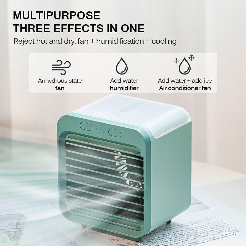 Portable USB Rechargeable Water-cooled Air Conditioner Summer Desktop Cooling Fan Air Cooler For Home Outdoor Travel
