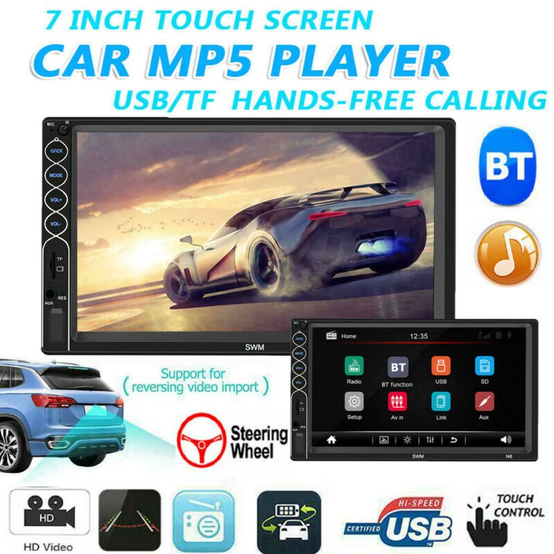 Double din 7 auto  mp5 pelaaja usb fm bluetooth kosketusnäyttö stereoradio +kamera kaukosäätimellä auto  mp5 -soitin
