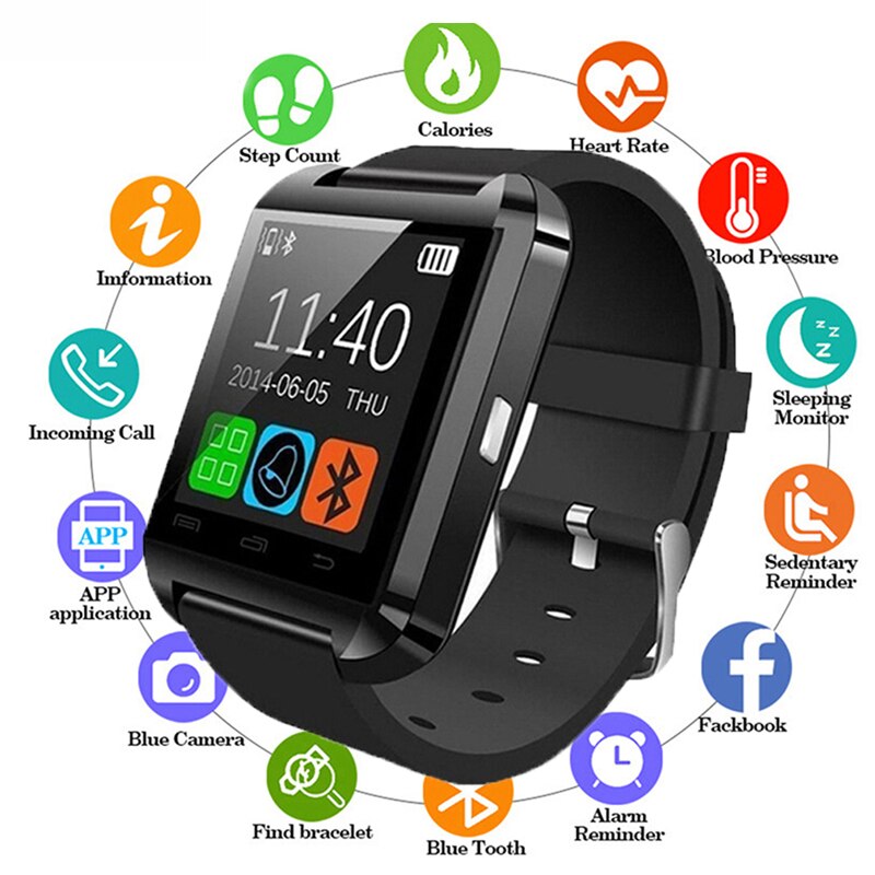 2019Smartwatch Bluetooth Sport Smart Horloge U8 Voor Ios Android Smart Telefoon Slijtage Klok Wearable Apparaat Mannen Vrouwen Horloge
