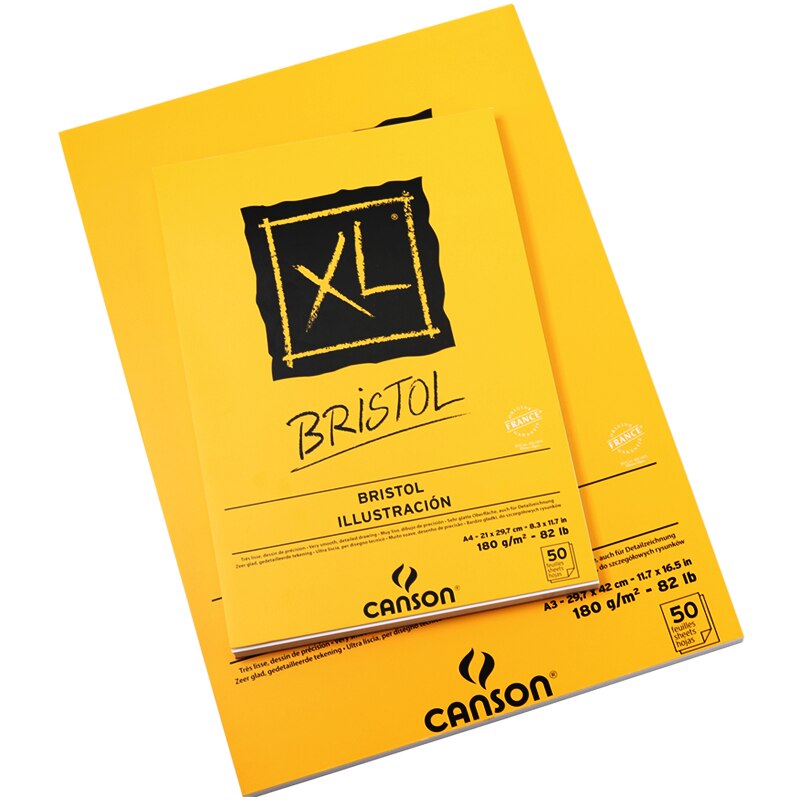 Canson-papel pesado Serie XL, 180 gsm para tinta, marcador o lápiz plegable sobre 8,3x11,7 pulgadas, blanco brillante, 50 hojas