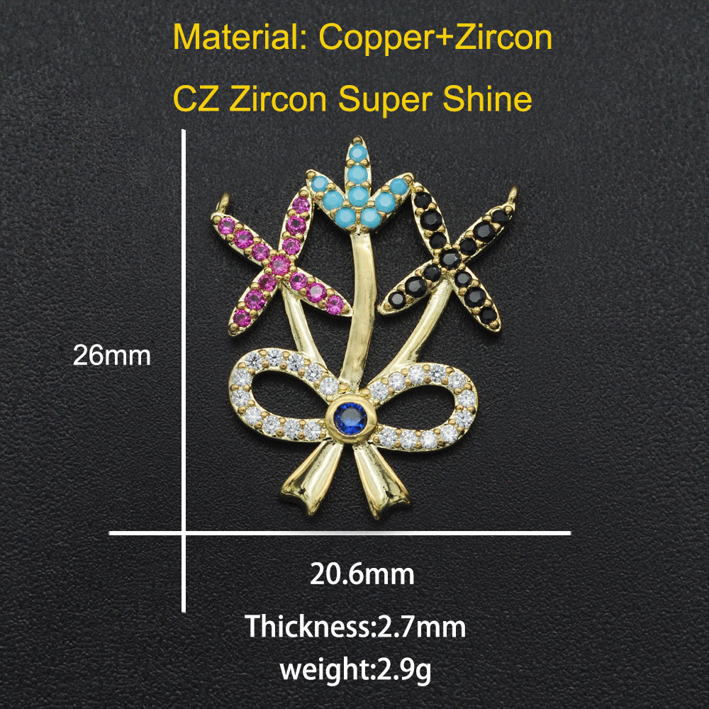 Diy Ananas CZ Charms Cactus Ketting Hanger Zirkoon Apple Connector Voor Sieraden Zonnebloem Maken: Geplatineerd