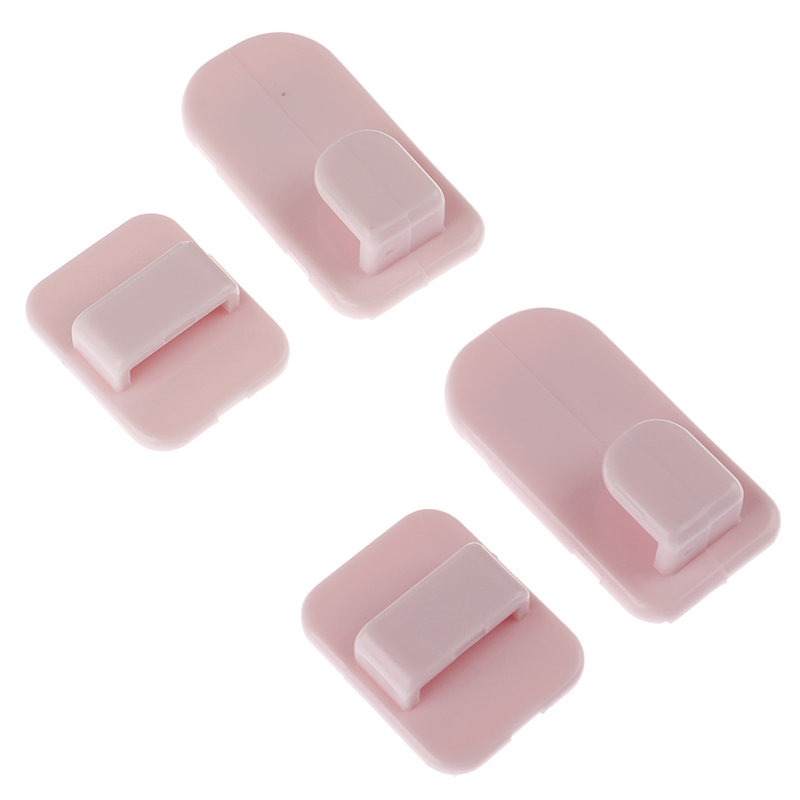 4pcs Practical Wall Storage Holder Strong Plastic Hooks Sticky Hook Set TV Air Conditioner Remote Control Hanger Key: pink