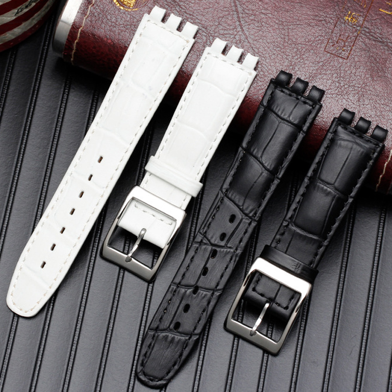 für SWATCH Uhrenarmband 17mm 19mm Echtes Rindsleder Armbinde Herren Damen Wasserdicht Sport Ersatzarmband