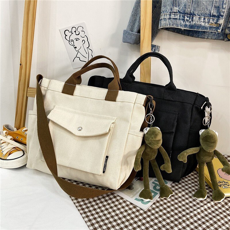 Herfst Vrouwen Koreaanse Versie Van Grote Capaciteit Voor Dames Canvas Tas Vrouwelijke Handtas Crossbody Tassen Massage Tas Schoudertas