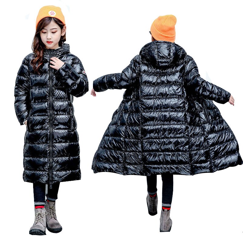 3-14 anos casacos de inverno 2020 meninas meninos para baixo inverno preto/vermelho longo jaqueta à prova de vento snowsuit jaqueta ao ar livre com capuz crianças engrossar