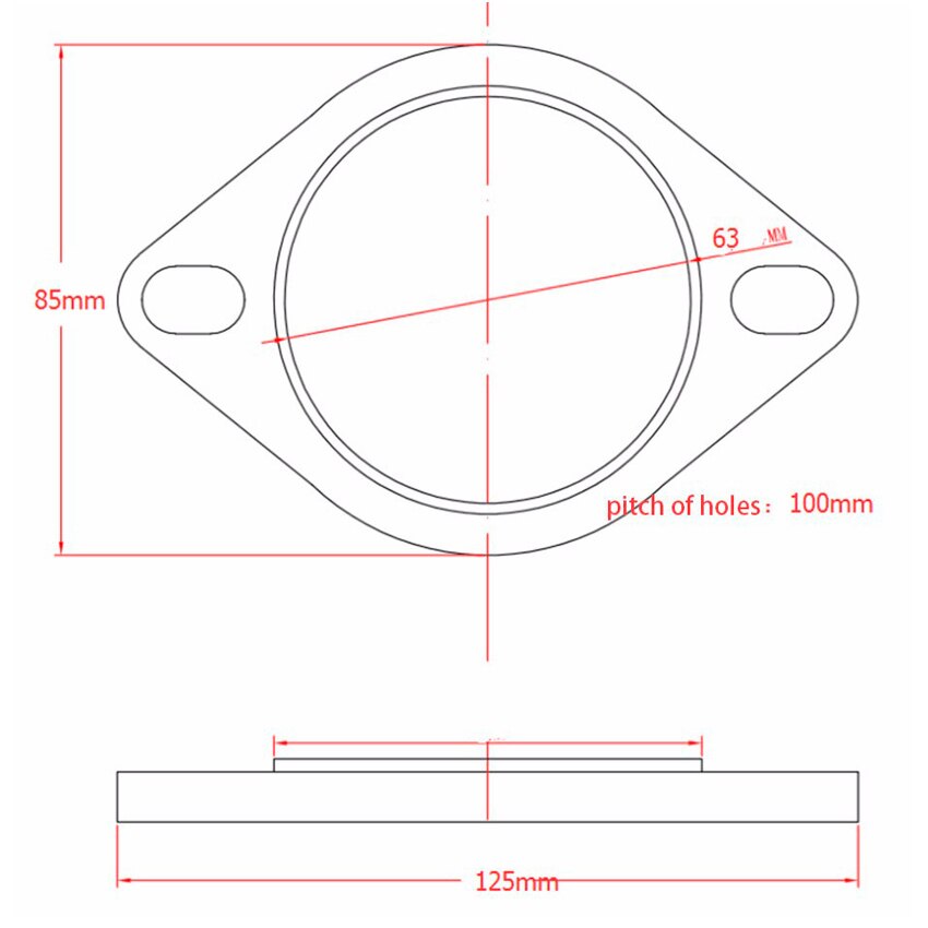 Universelle Schnelle Fix Auspuff Oval Flansch Reparatur Rohr Dichtung FÜR auspuffrohr flansch 2.0 &quot;2.5&quot; 3,0 zoll: 2.5 Zoll(63mm)