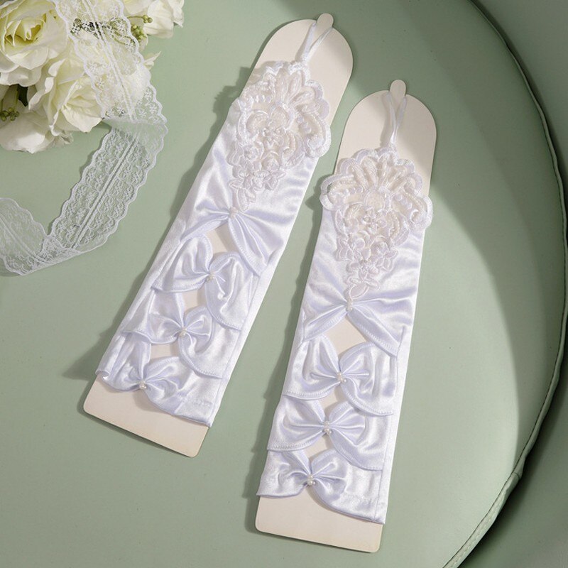 Wit Ivoor Wedding Handschoenen Vingerloze Bruids Handschoenen Voor Lady Bruid Satijnen Handschoenen Luva De Noiva Bruiloft Accessoires ST233