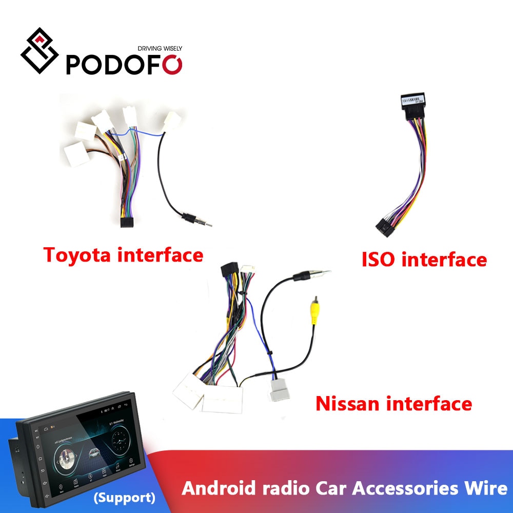 Podofo Android radio accesorios para coche cable cableado adaptador conector Conector cable Universal para foco Kia Nissian Toyota Coche