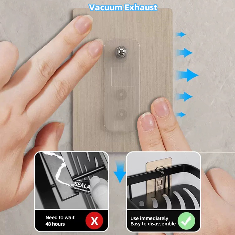 Badezimmerregal Ohne Bohren Aufbewahrungskorb Waschtisch Weltraumaluminium Lagerung Wandregale Dusch-Caddy-Rack