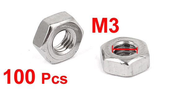 UXCELL 100Pcs Metric M3 Hex Nuts 304 Stainless Steel Fastener Din 934 For Screws Bolts