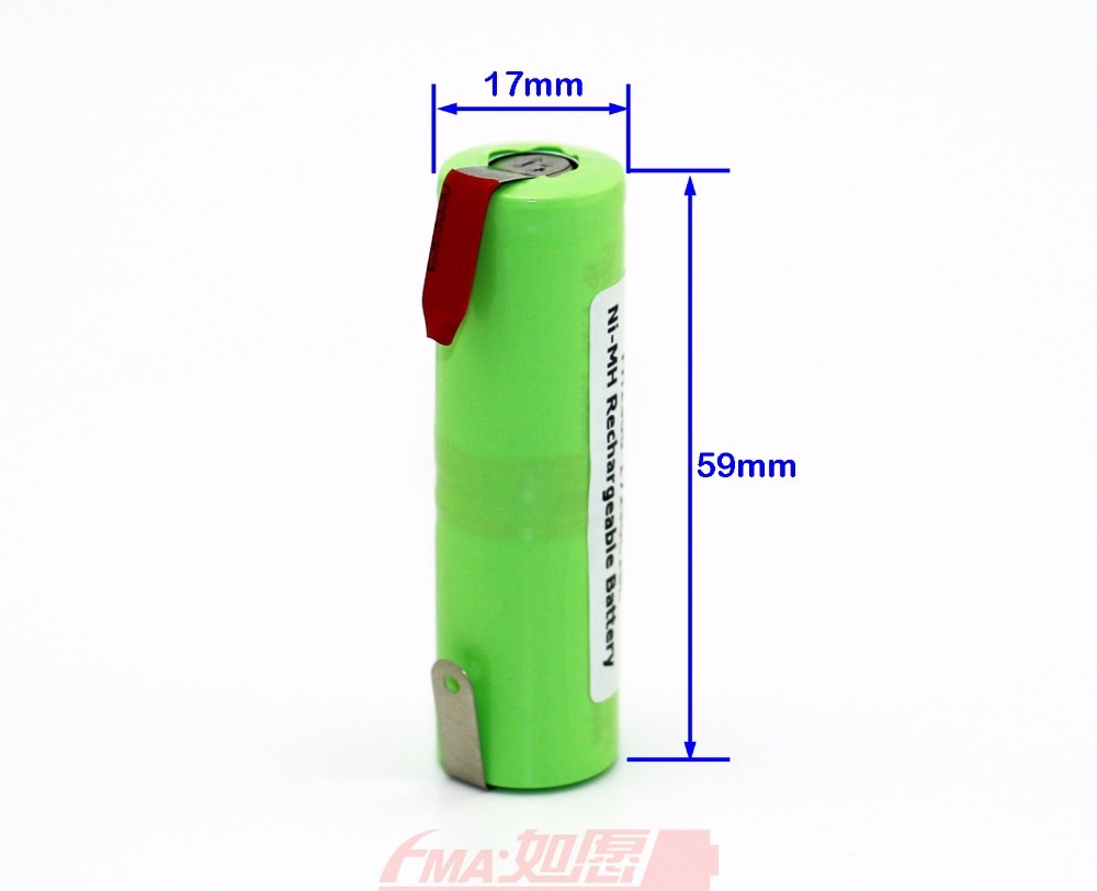 Ni-mh 2.4V 1300mAh Oplaadbare Batterij w/Tabs voor Tandenborstel Braun Oral-B Sonic Complete 4717 Scheermes 17290C2SL 17x56mm
