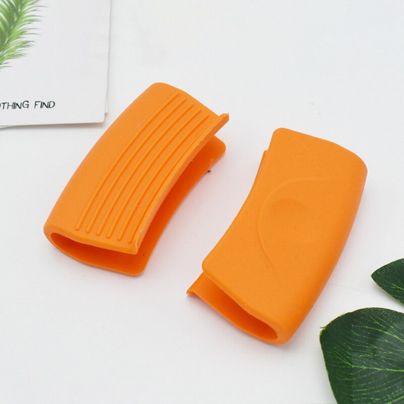 Cuisine cuisson Gel de silice isolation thermique pince Anti échaudage gants antidérapants ménage bol four four à micro-ondes outils pratiques: 1 Pair Orange