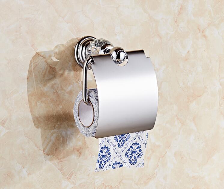 Badeværelse tilbehør krom krystal håndklæde ring toiletpapir holder kopholder håndklæde bar morgenkåbe sanitetsartikler suite: Papirholder