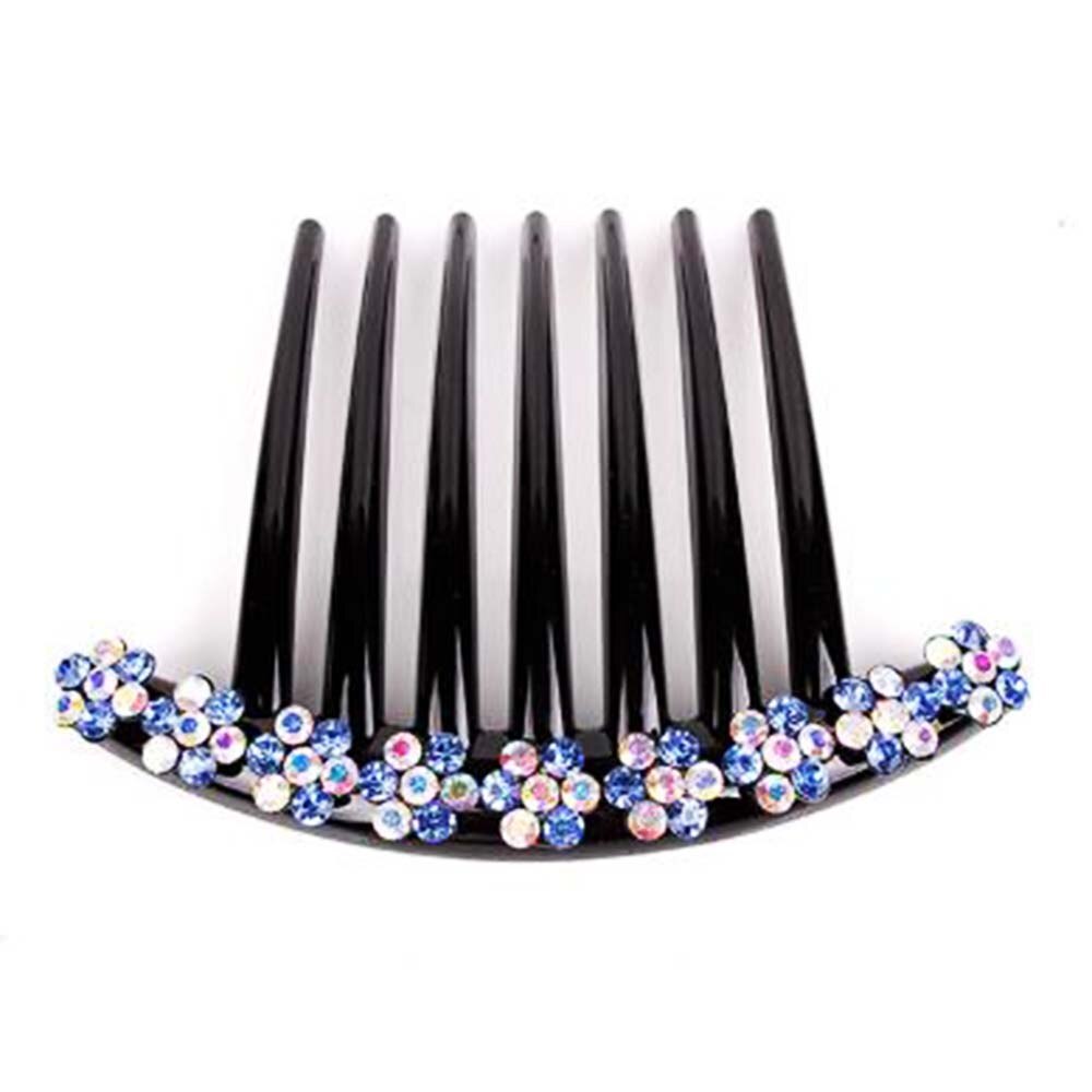 Women Rhinestone Flower 7 Teeth Hair Comb Clip Side Hair Clip Decorative For Girls Hair Styling Clip PIn Accessories: 3
