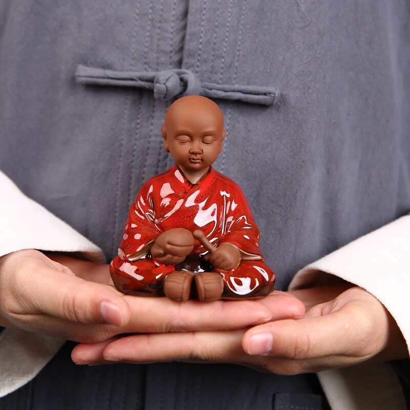 Håndlavet sød lille munk zen te ornamenter lilla sand boligdekorationer te ceremoni te bakke ler te kæledyr mini teaset