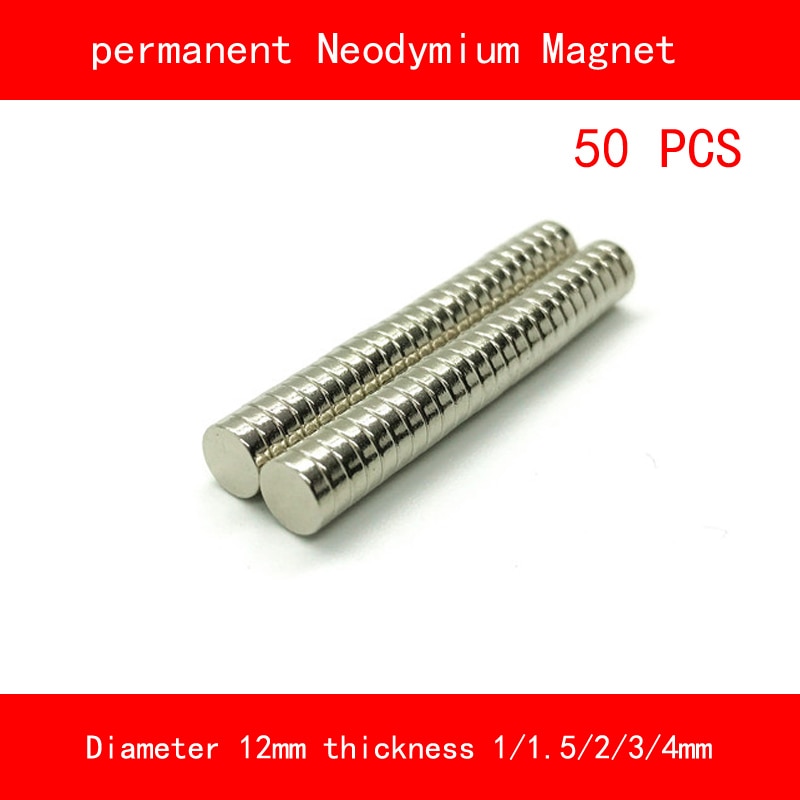 50 STKS ronde magneet diameter 12mm Dikte 1mm 1.5mm 2mm 3mm 4mm n35 Zeldzame Aarde ndfeb Neodymium Magneet voor industriële diy