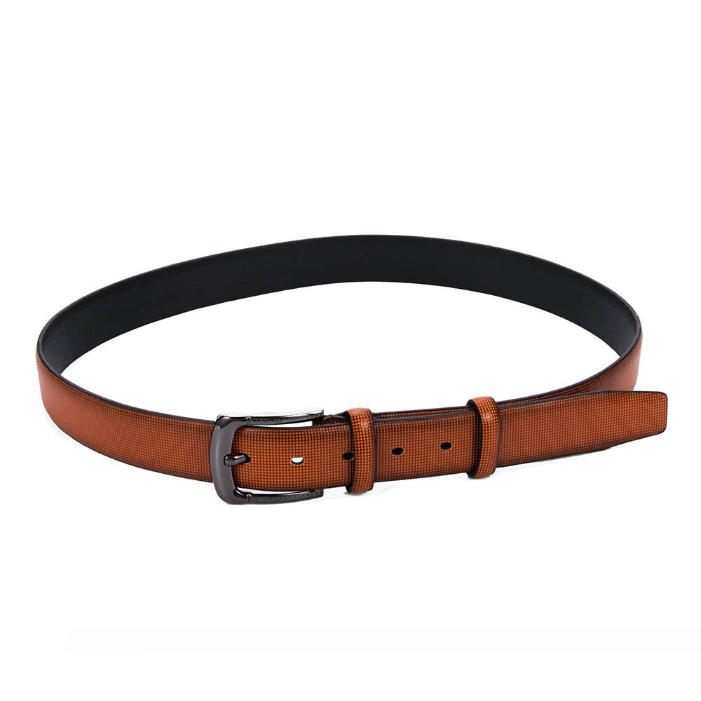 Business Style Double loop Belt Simulation PU Leather Belt For Men's Accessories Black/Coffee/Brown Color: brown