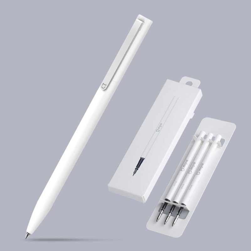 Original Xiaomi Mijia Signing Pen Mi pens with 0.5mm Swiss Refill 143mm Rolling Roller Ball Sign Pen Mi Xiomi Sign Ballpoint Pen: 1 Pen with 3 Refills