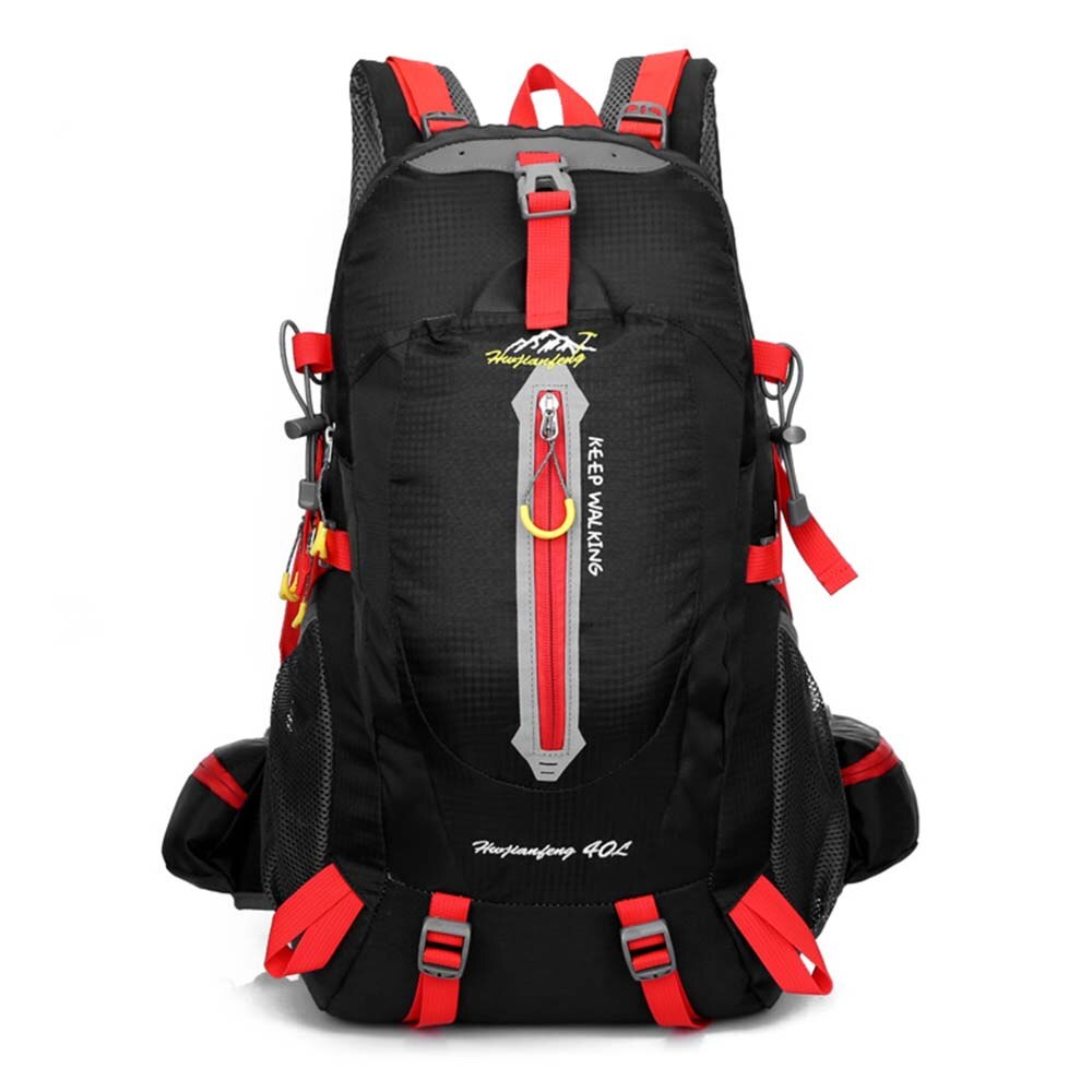 Waterproof Climbing Backpack Rucksack 40L Outdoor Sports Bag Travel Camping Hiking Backpack Daypack Trekking Bags For Men Women: black red