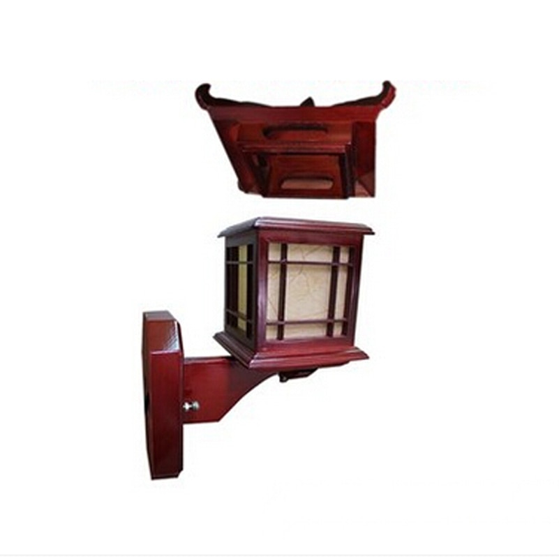 Antieke Chinese Retro Hout Wandlamp Blaker Licht E27 Restaurant Hotel Slaapkamer Wandkandelaar Vintage Lichtpunt Art Deco