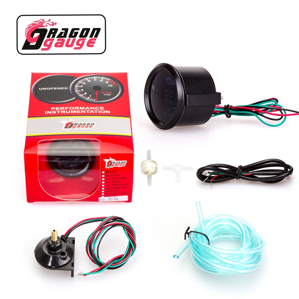 「drage」 2 " 52mm turbo trykmåler booster meter psi/bar led digitalt display avanceret måler fabrikssalg 12 volt bil universal