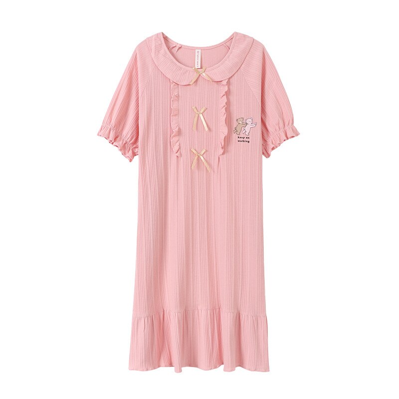 Roseheart Vrouwen Homewear Roze Sexy Nachtkleding Nacht Jurk Kant Katoen Nachtkleding Nachtjapon Nachtkleding Luxe Vrouwelijke Mooie Jurk