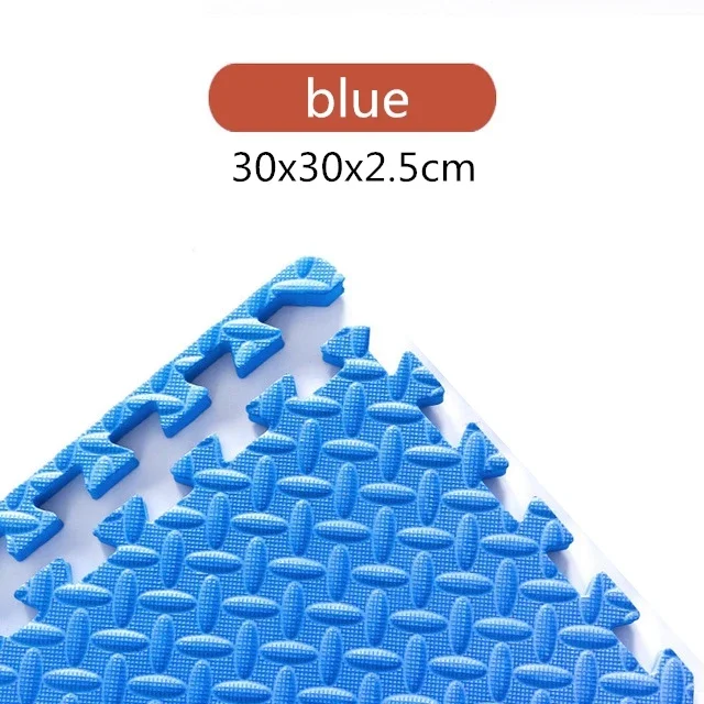 Tapis de sol en mousse pour enfants, 2.5cm d'épaisseur, couture pour enfants, ramper, escalade, maison, chambre à coucher, salon, Tatami: 4pcs with 4edge / Bleu