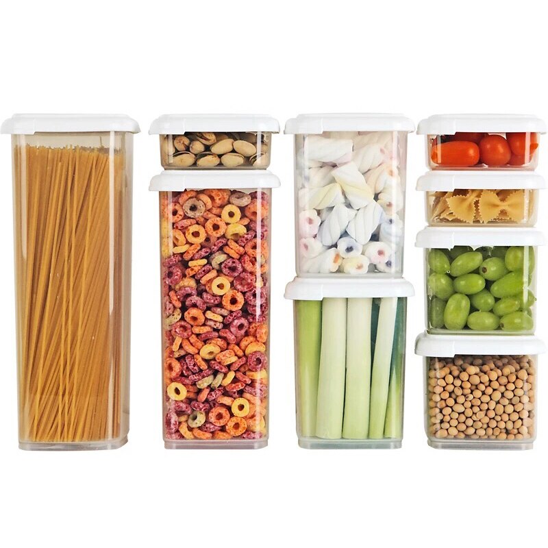 2Pcs Plastic Sealed Cans Kitchen Storage Box Transparent Food Canister Keep Fresh Clear Container In Different Capacity