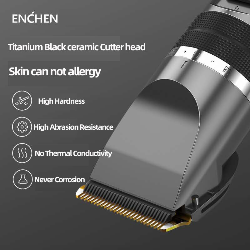 Enchen Mannen Kids Tondeuse Kapper Professionele Cordless Clipper Usb Snelle Lading Kapsel Machine Keramische Blade Baard Trimmer