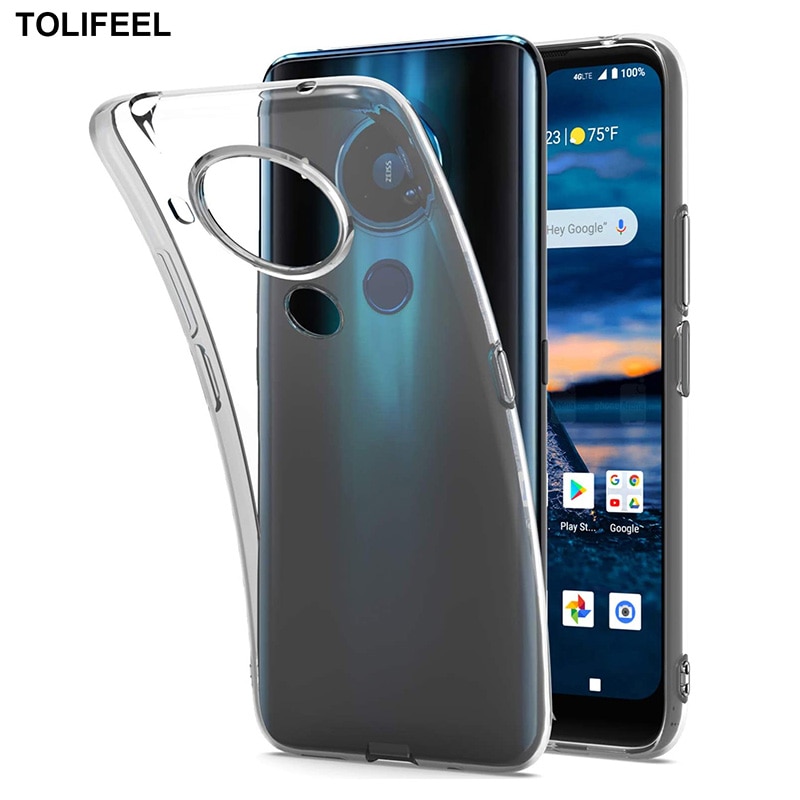 TOLIFEEL-funda de silicona suave para Nokia 7,3 5,4, cubierta de parachoques ajustada transparente de TPU para Nokia 5,4/Nokia 7,3, Parte posterior transparente