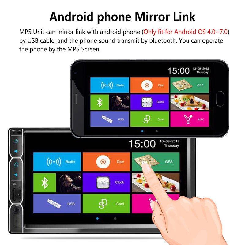 7'' Car Bluetooth MP5 Player 12V Touch HD Screen Bluetooth Handsfree Android Apple Phone Interconnection Electronic Accessories