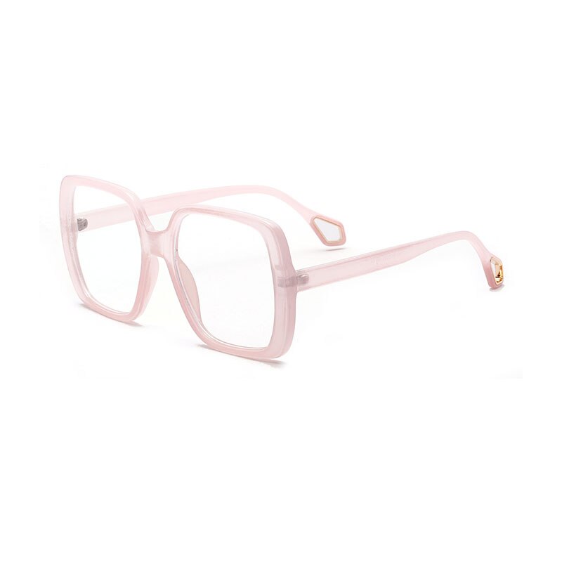So & ei overdimensionerede firkantede beskyttelsesbriller kvinder briller ramme klar linse vintage semi-metal briller mænd optiske briller rammer: Lyserød