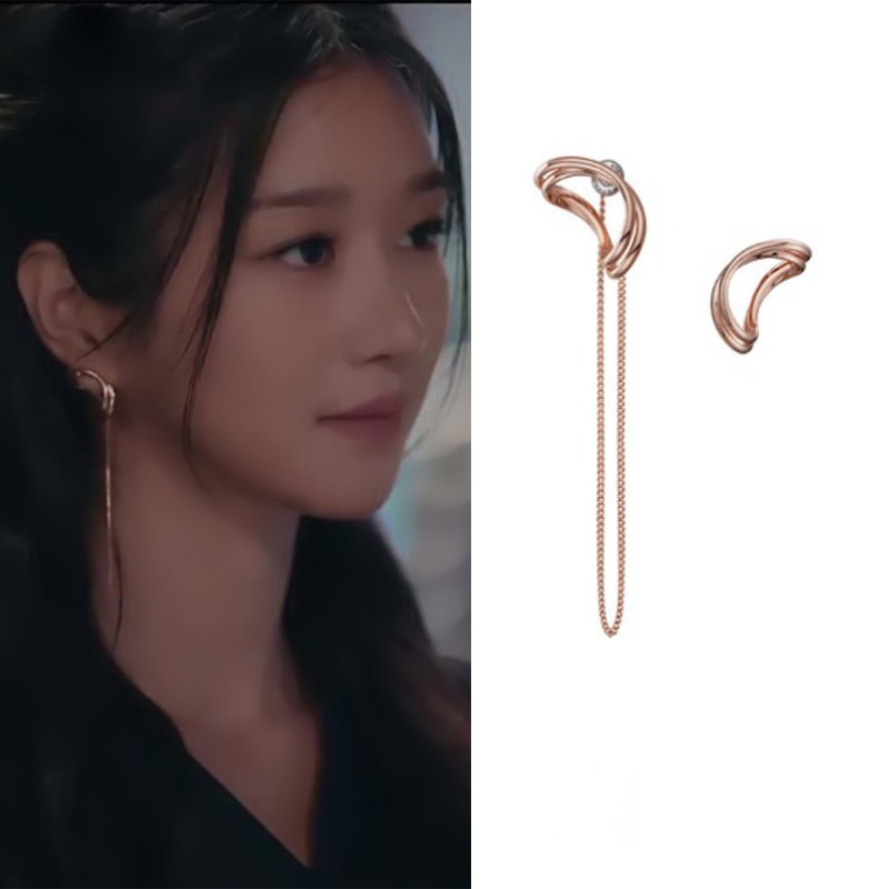Koreaanse Tv Ster Asymmetrische Metalen Kwastje Oorbellen Voor Vrouwen Meisjes Mode Oorbellen Elegante Oorbellen Partij Sieraden