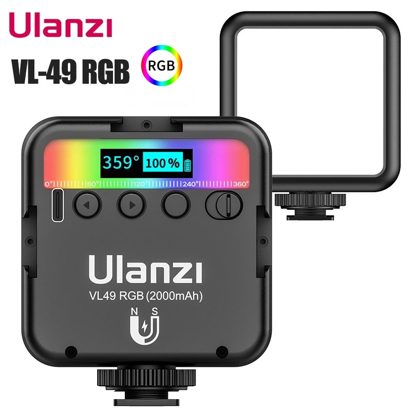 Ulanzi VL49 Rgb Led Video Licht 2000Mah Draagbare Pocket Fotografische Verlichting Vlog Vullen Light Smartphone Dslr Slr Lamp
